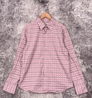 Mr Turk Shirt Large Mens Pink Geometric Long Sleeve Button Down